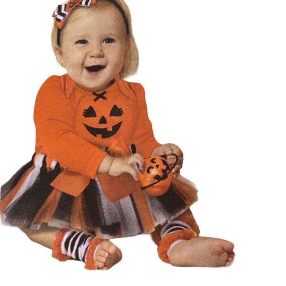 NEW Pumpkin Long Sleeve Shirt Tutu Bottoms Girls Halloween Outfit Set